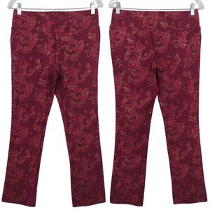 Soft Surroundings Womens Red Gold Pull-on Thick Leggings Pants Sz S Floral